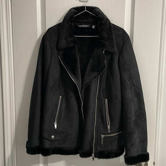 BRAND NEW Faux Suede Moto Jacket by Nina Leonard - Picture 7 of 7